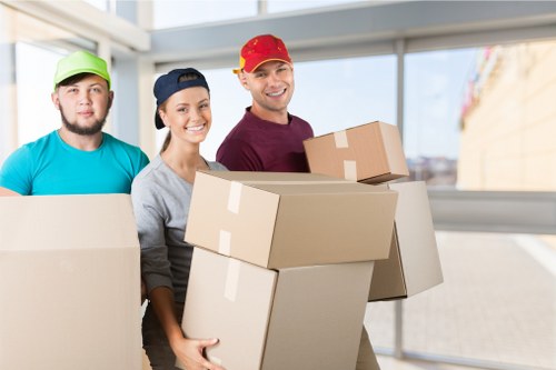 Packed boxes and furniture ready for a student move in Merton