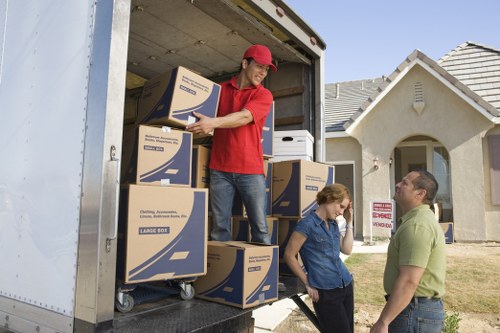 Commercial furniture and equipment being prepared for relocation