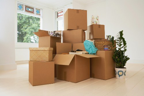 Packed boxes and furniture prepared for same day removals