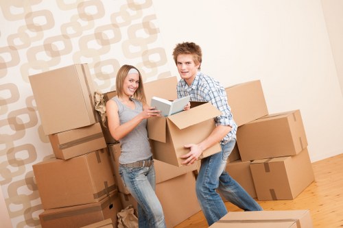 Boxes and furniture prepared for relocation